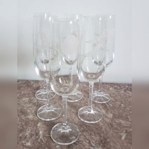 Vintage Bohemia Clear Crystal Champagne Glasses set of 6